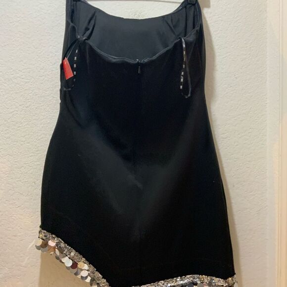 SHO by Tadashi Shoji Mini Cocktail Strapless Spangle Hem Cocktail Dress in Black - Picture 8 of 10